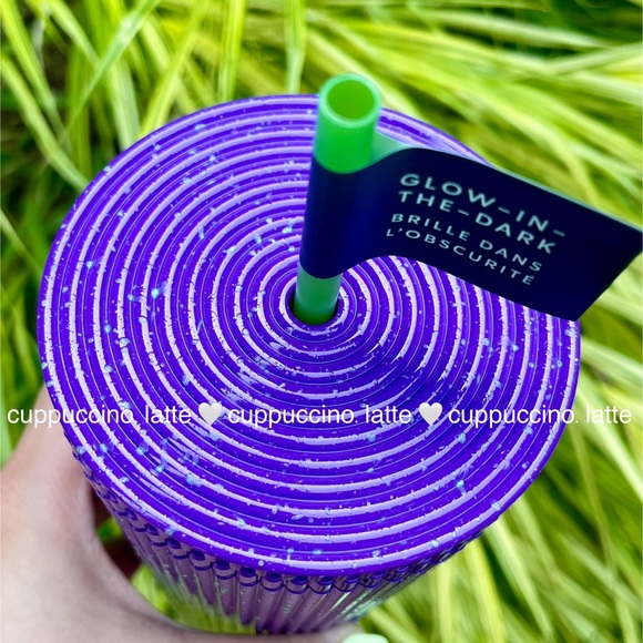 💜2 NWT✨Starbucks 2024 Purple Pleated Speckled Glow in the Dark Halloween Cups - Picture 6 of 12